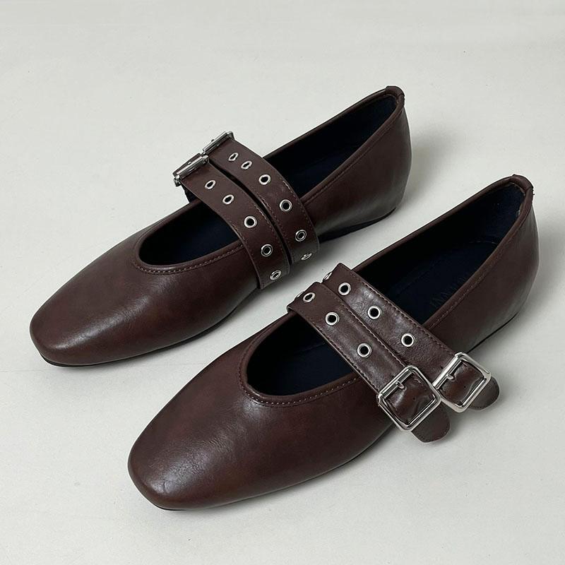 Fashion Luxury Female Soft Footwear Round Toe Ladies Flats With Shoes Shallow Fashion Buckle Strap Shoes Flats Mary Janes For Women