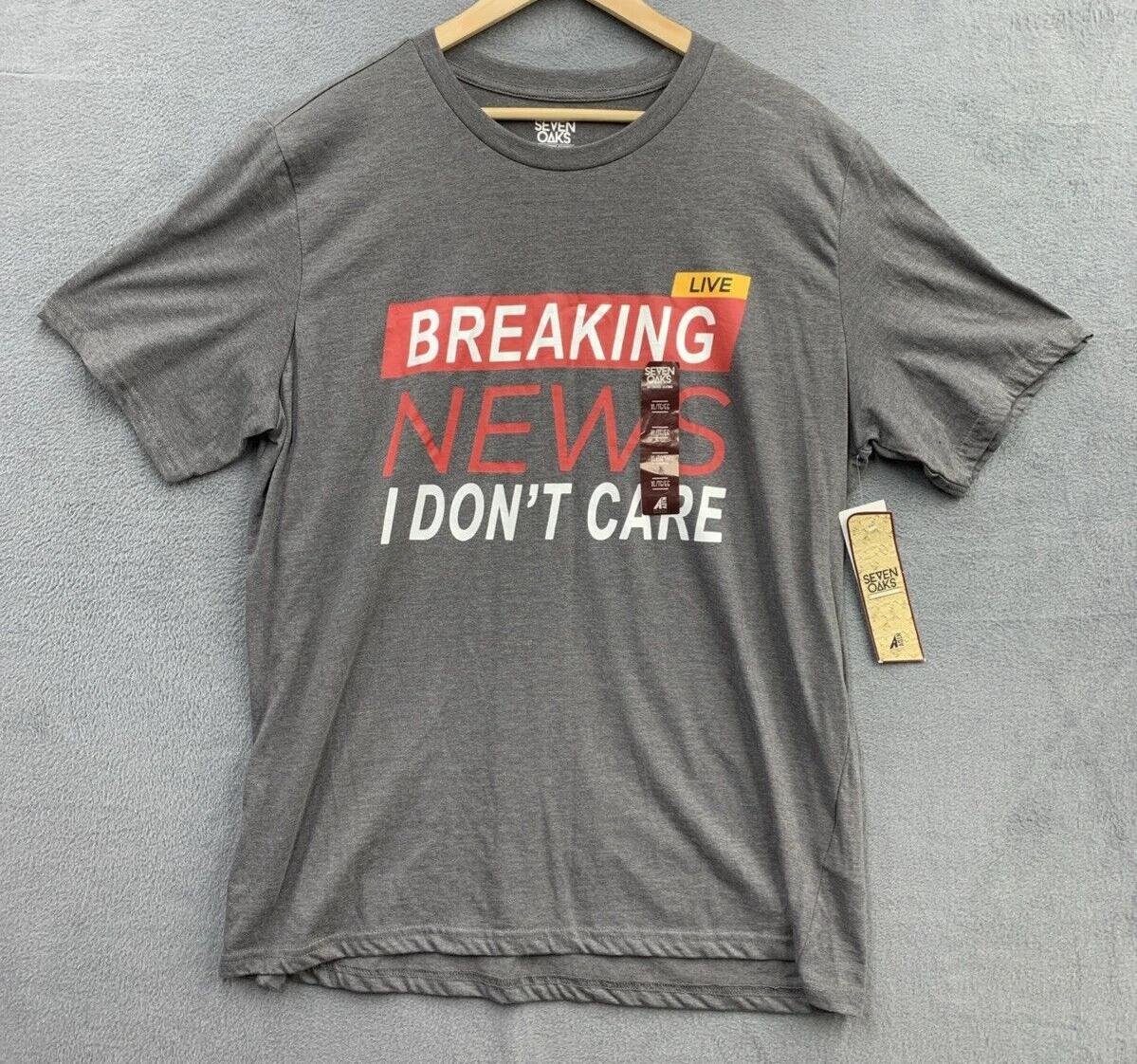 Seven Oaks Graphic Tee T-Shirt Mens XL Charcoal Gray Breaking News Crew Neck L