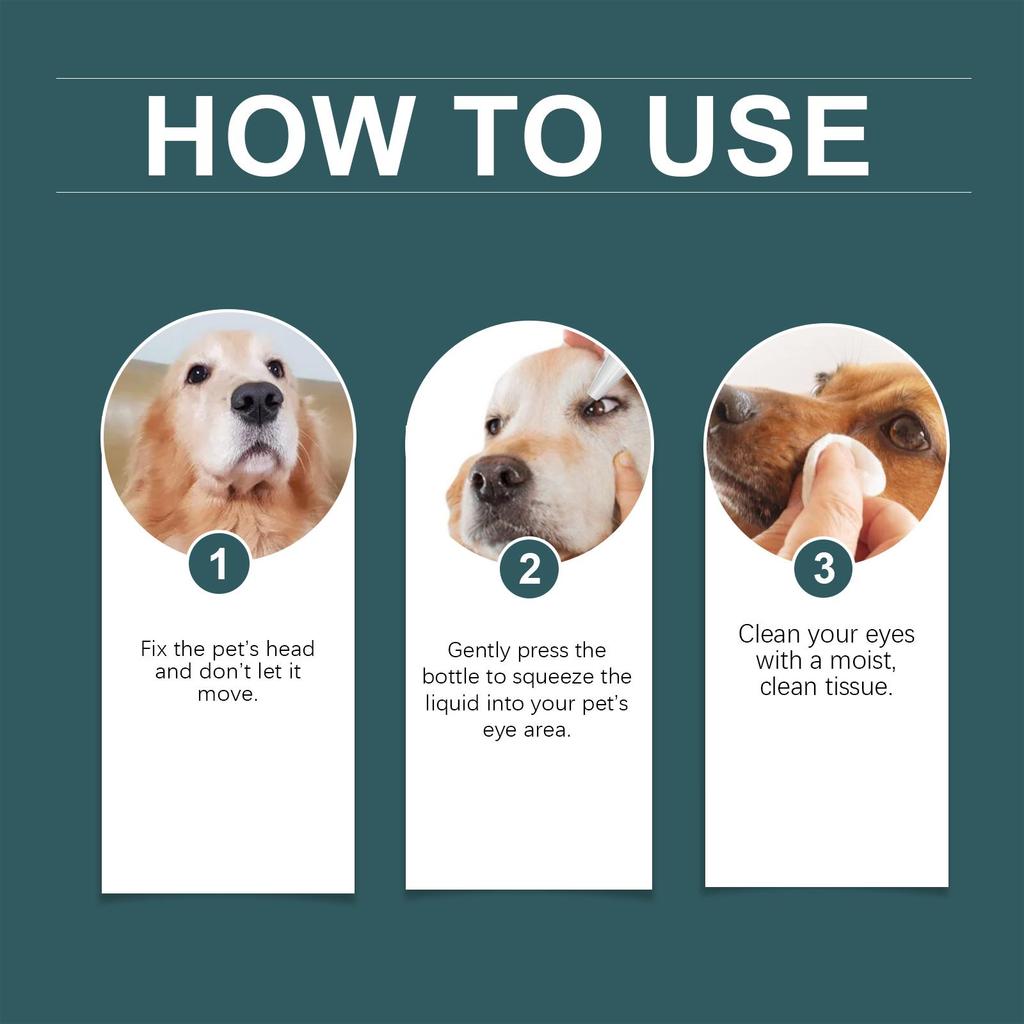 Yegbong pet eye drops, suitable for cats and dogs, removes tear stains, cleans eye discharge and eye gunk, pet eye care eye wash 30ml/box