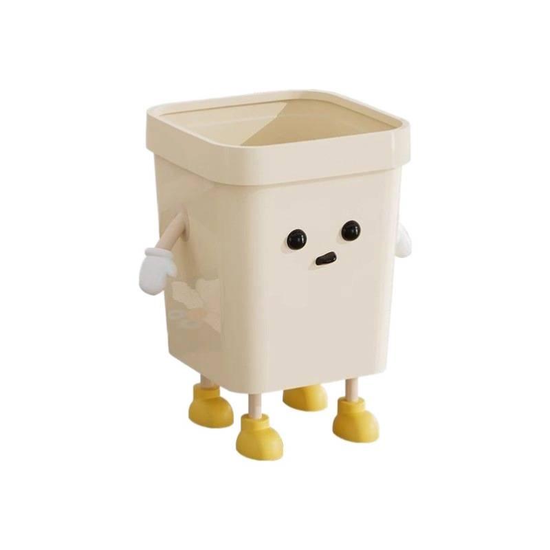 Cute Open-Top Square Trash Can with Press Ring – Large Capacity for Living Room, Bathroom, Kitchen