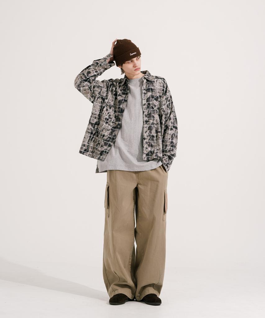EZKATON Return Washed Elastic Waist Pants Beige Kmlp6864