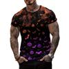Herren Halloween 3D Kürbis Fledermaus Bedrucktes T-Shirt Lässiges Kurzarm Rundhals Oberteil Cool Gruselig Jack-O-Lantern Orange Lila Grafik Sommer Streetwear T-Shirt
