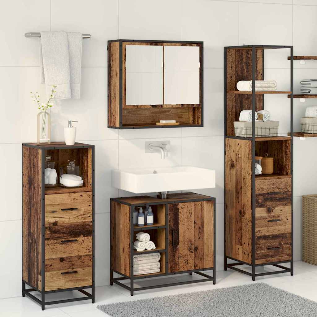 Bathroom Furniture Set 3 pcs Reclaimed Wood 35 x 37.5 x 166 cm