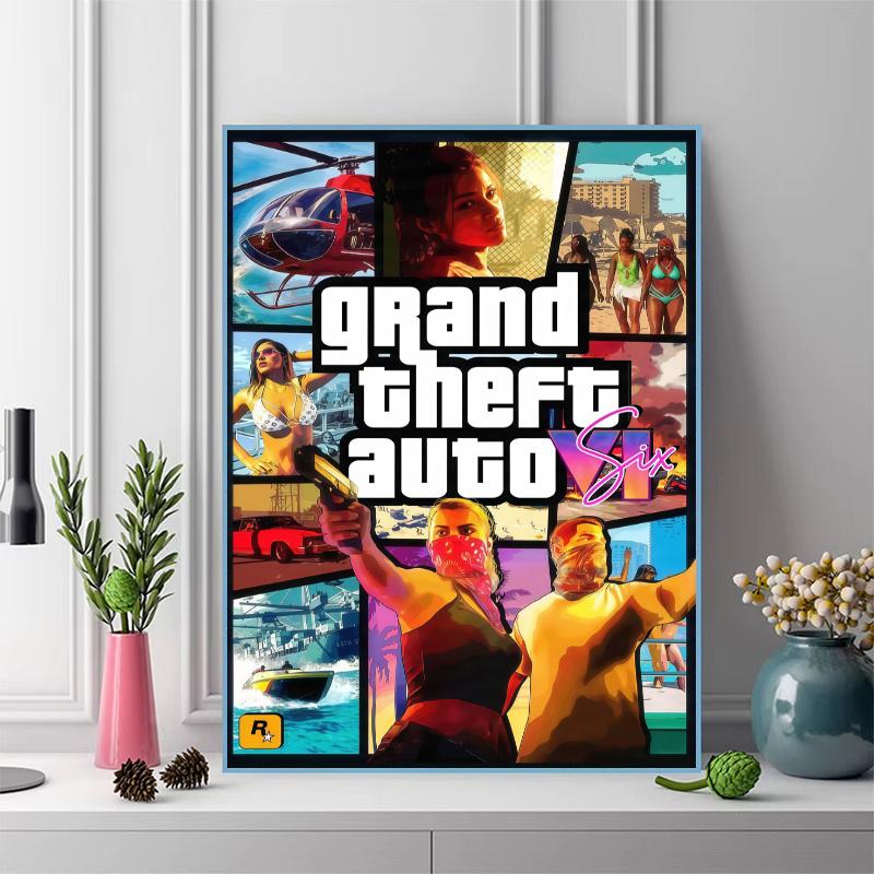 GTA6 100% Round Full Drill 5D DIY Diamond Painting Embroidery Cross Stitch Rhinestone Décor