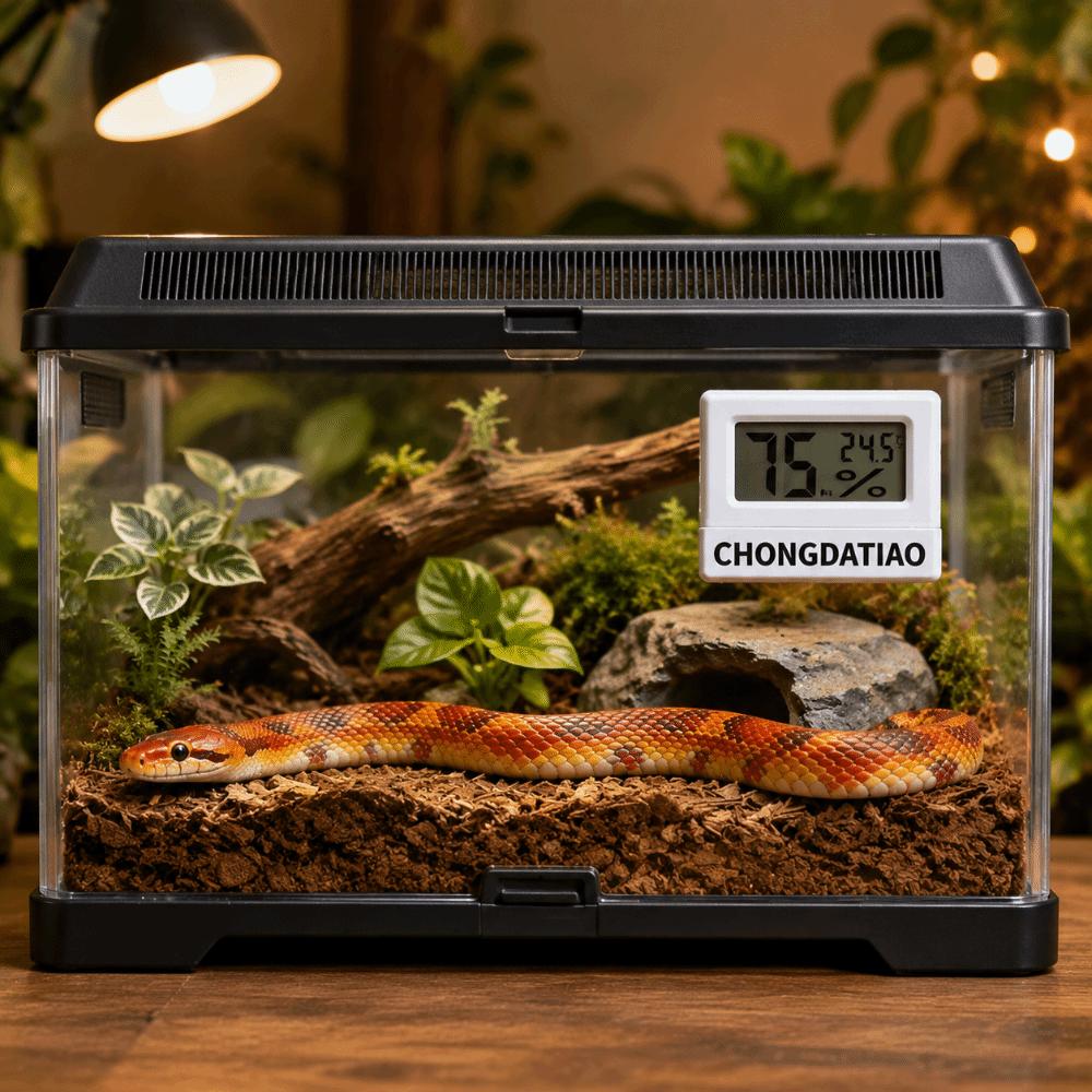 Magnetic Reptile Thermometer High Accurately Feeding Box Thermometer Reptile Terrarium