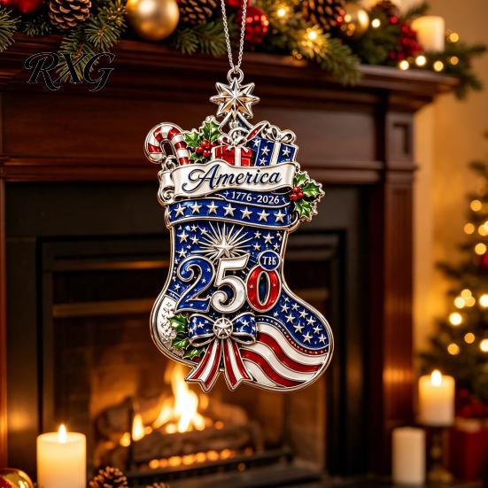 Durable Transparent Acrylic Hangings 250th Anniversary Christmas Ornament, Patriotic Hanging Decor Commemorative Keepsakes for Home with Eagle