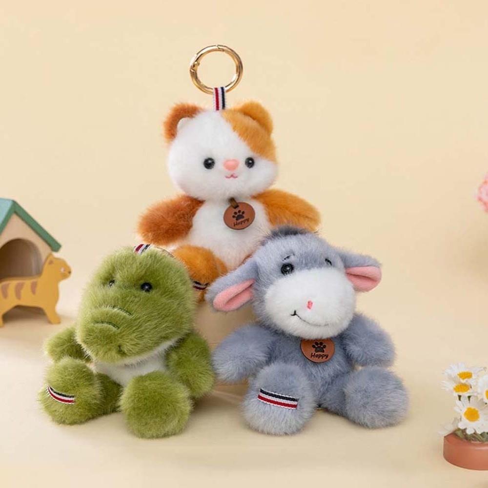 Polyester Cat Dog Pendant Bee Monkey Key Chain Creative Plush Animal Key Ring  Students