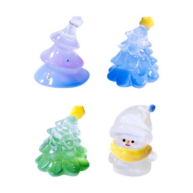 Micro Landscape Cute Christmas Tree Little Snowman Figurine Doll House Decoration Hanging Accessories Mini Trinket