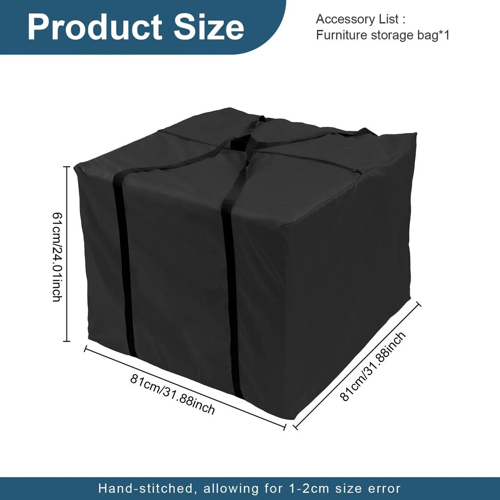Square Furniture Cushion Storage Bag Oxford Cloth Storage Bag Waterproof Organizer Zipped Storage Bag Foldable Cushion Storage