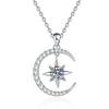 Womens Star Crown Pendant Necklace 50ct D Color Moissanite Choker