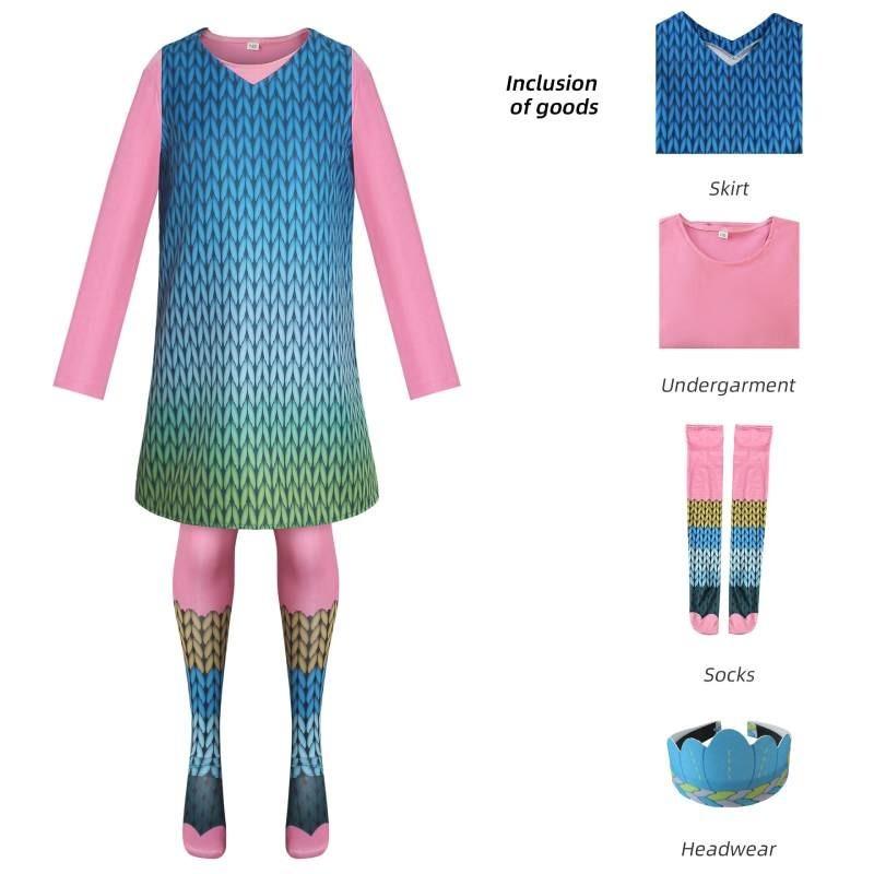 

Poppy Trolls Branch Cosplay Costume Animation Cartoon Characters Halloween Party Poppy Green,XXL Adult