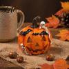 Vivid Skeleton Figurines Halloween Pumpkin Ghost Bat Skull Figurine Cute Resin Handcrafted Props Tabletop Ornaments for Home Party Shelf Mantels