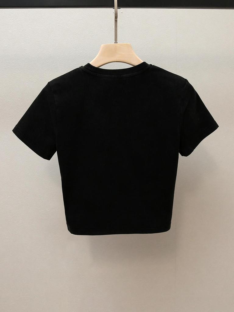 Women's Autumn French Style Printed Round Neck T-Shirt