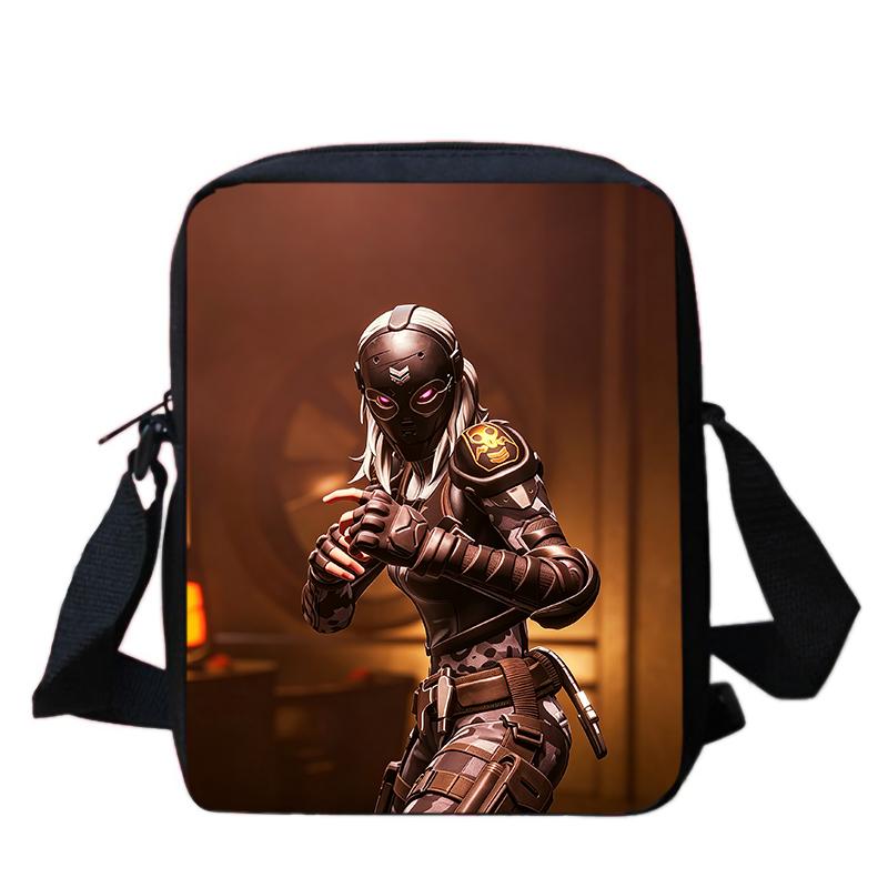 Fortnite Cartoon Lightweight Crossbody Shoulder Bag, Unisex Kids Aged 6-14 Portable Game Print Daily Small Storage Handbag