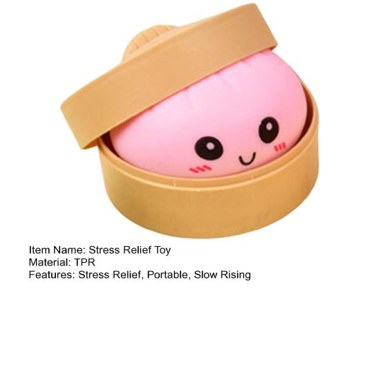 Stress Relief Steamed Bun Toy Portable Travel Slow Rising Smiling Bun Sensory Toy Kids Adults Soft