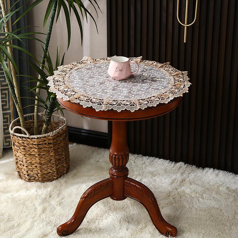 Art Household Lace Europe Dining Table Cover Round Tablecloth Embroidered Home Table Mat Dust Cover Home Decoration Table Cloth