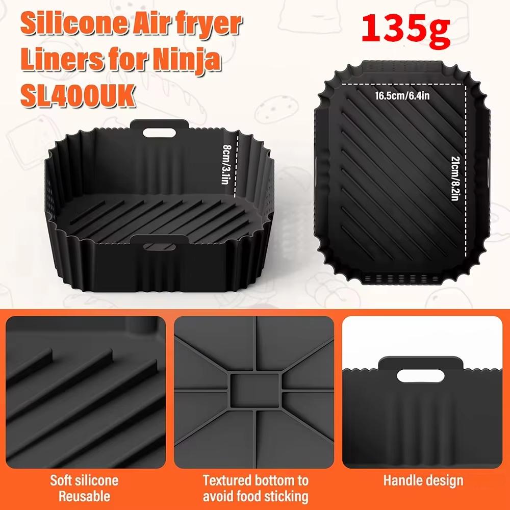 Air Fryer Silicone Liners for Ninja SL401/DZ201/DZ401/DZ550 Thickening Rectangle Double Stack Basket Air Fryer Accessories