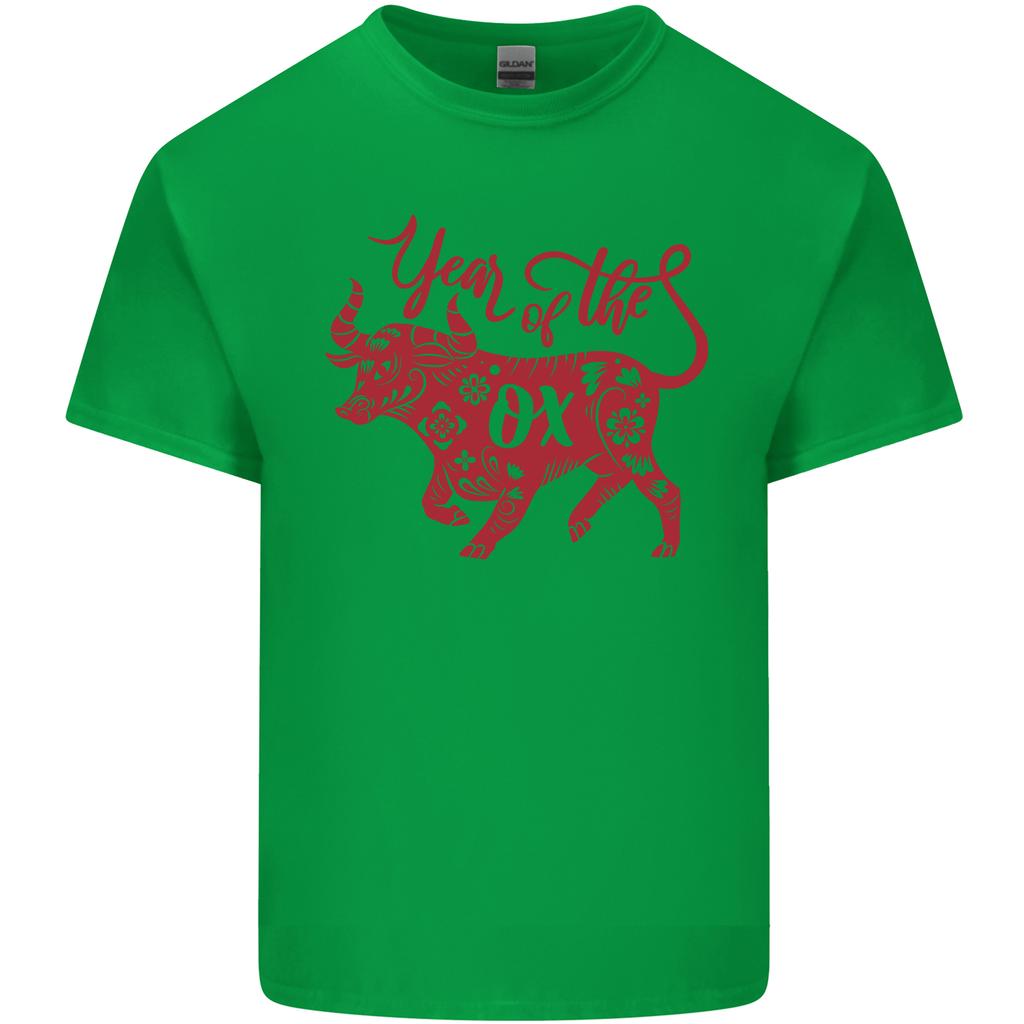 Chinesisches Tierkreiszeichen Shengxiao Jahr des Ochsen Unisex Leichtes Baumwoll-T-Shirt