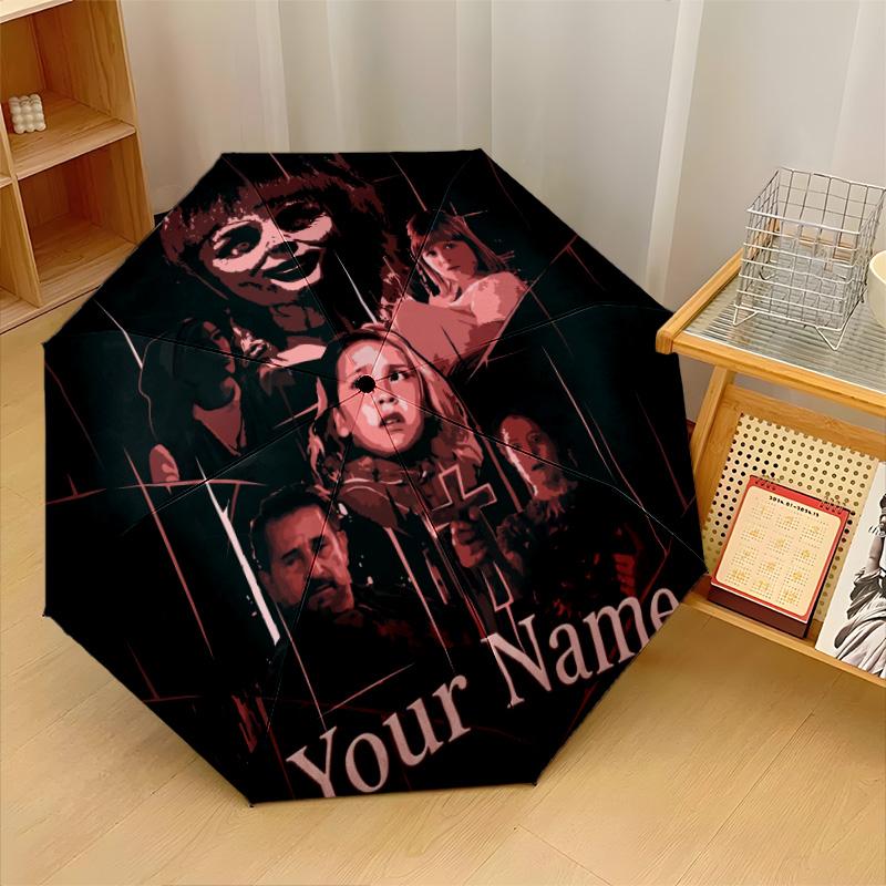 Custom Text Automatic 8 Bone Umbrella, Portable Sun Rain Protection UmbrellaThe Conjuring Annabelle