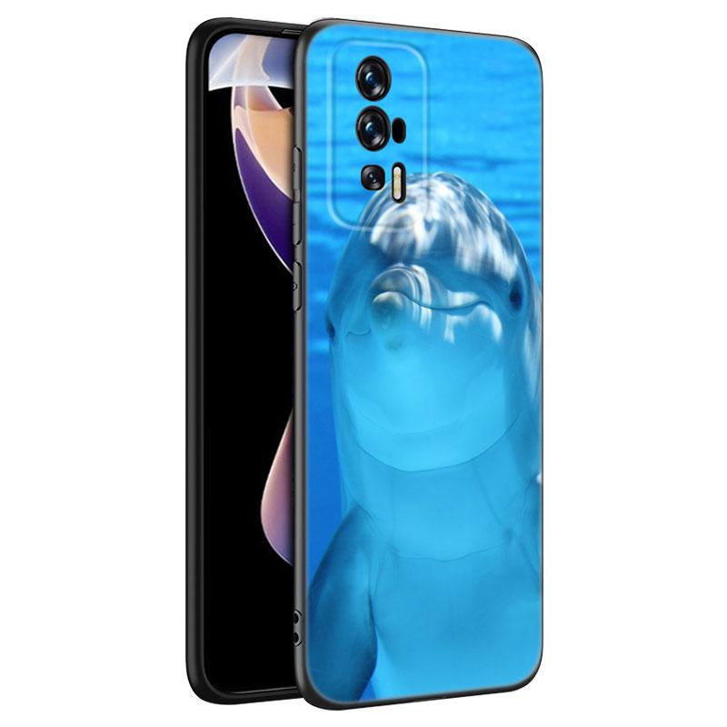 Animal Dolphin Black Silicone Phone Case For Xiaomi Redmi 7A 8A 9A 10A 11A 9C 10C 12C 13C 11 Prime A1 A2 Plus 12 4G Note 9T 12R