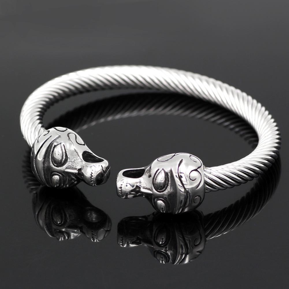 European Adjustable Stainless Steel Viking Retro Titanium Bracelet Wristband