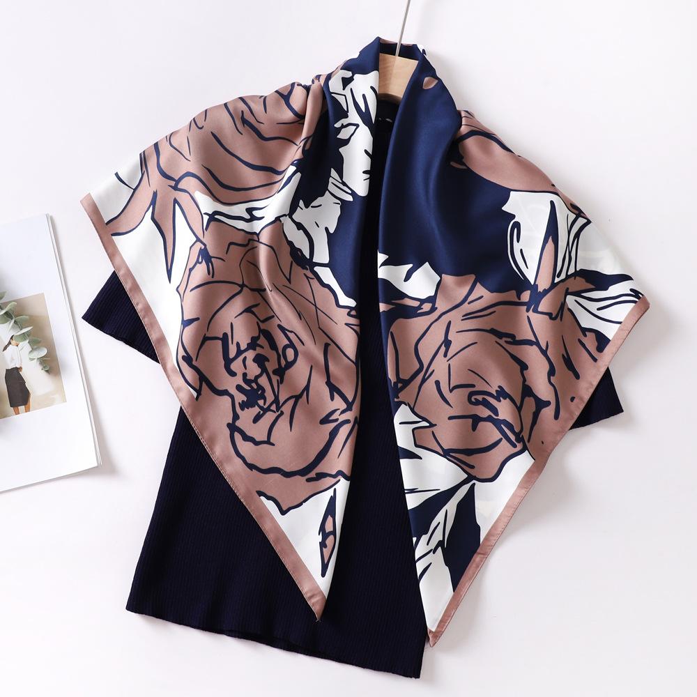 

Весенне-летний атласный длинный шарф для женщин, солнцезащитная шаль, модный атласный длинный шарф для красоты, универсальный дорожный шарф 90*90cm