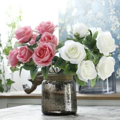 5pcs Artificial Flower Flannel Rose Fake Flower Wedding Home Decoration Artificial Flower Decoration Valentine's Day Gift 51cm