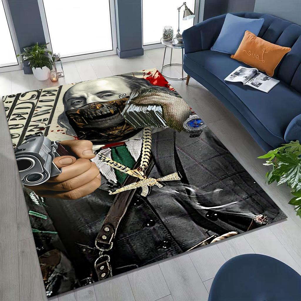 3D Personality Money USD Euro RICH Pattern Rug for Bedroom Living Room Sofa Home Doormat Decor,Large Kid Play Non-slip Floor Mat