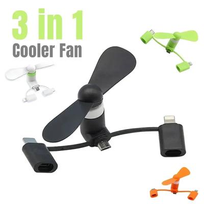 Portable 3 In 1 USB-C Phone Cooler Fan For Smartphone iPhone Samsung Xiaomi Micro/Type-C/IOS Mini Universal Cooling Accessories
