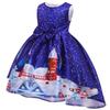 Vestido de Piano de Cetim de Desenho Animado de Natal Europeu e Americano para Meninas