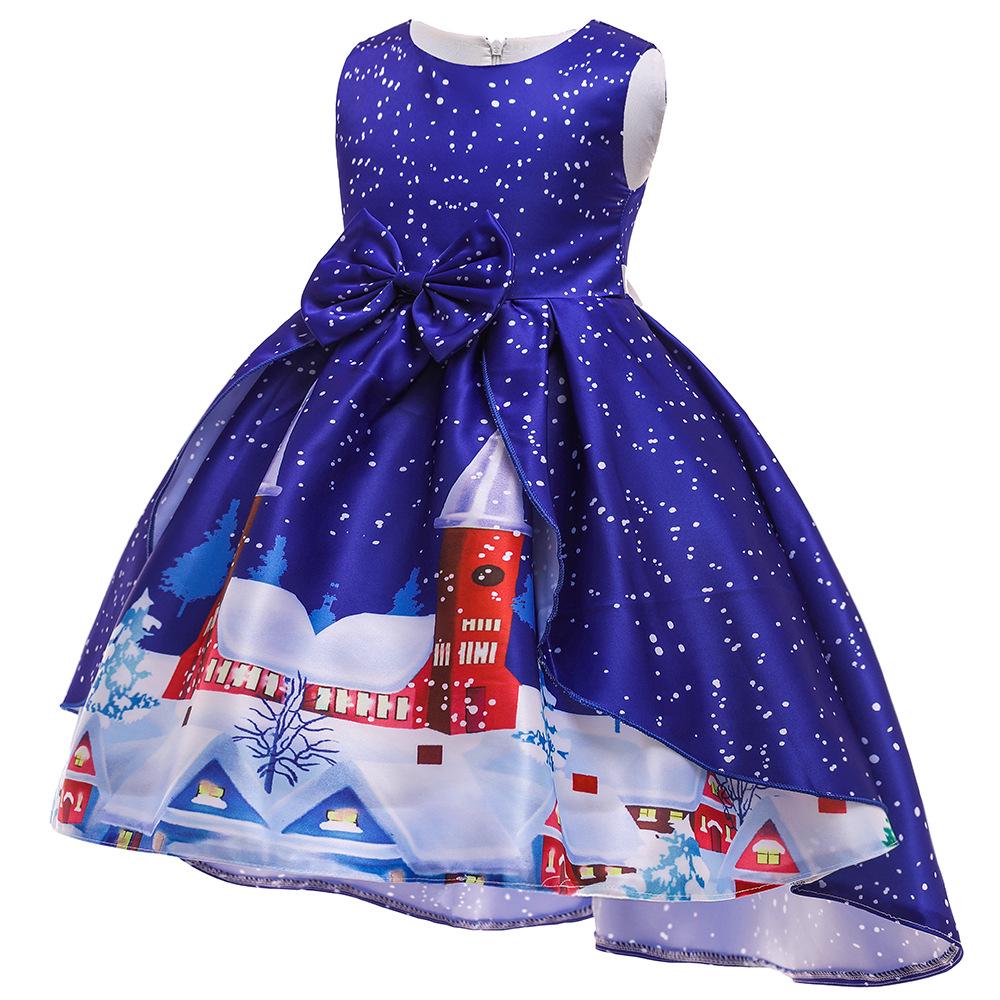 Vestido de Piano de Cetim de Desenho Animado de Natal Europeu e Americano para Meninas