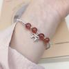 S925 Sterling Silver Strawberry Crystal Bow Bracelet for Girls, Instagram Summer Sweet and Girlish, Simple Elastic String