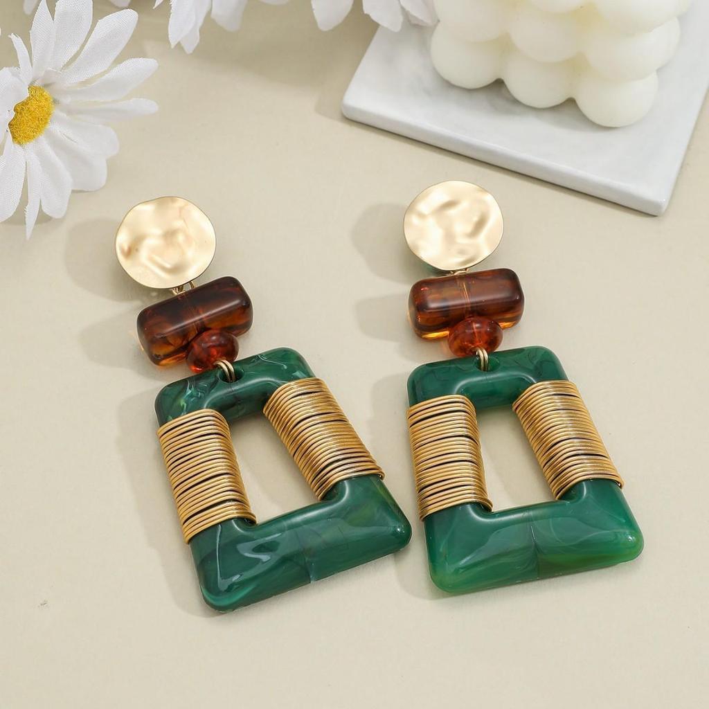 Melanoid Geometric Patchwork Earrings: Luxurious Handmade Rope-Wrapped Studs for Women.