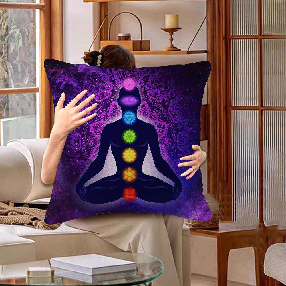 Meditation Seven Chakra Pillow Gift Home Office Decoration Bedroom Sofa Car Cushion Cover Case 45X45