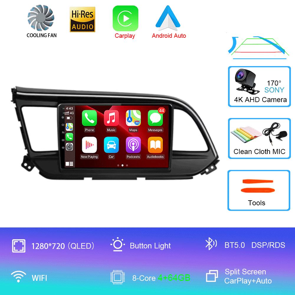 Car Radio Android 14 Carplay For Hyundai Elantra 6 2018 2019 2020 DSP GPS Navigation Multimedia Video Player Stereo Head Unit BT