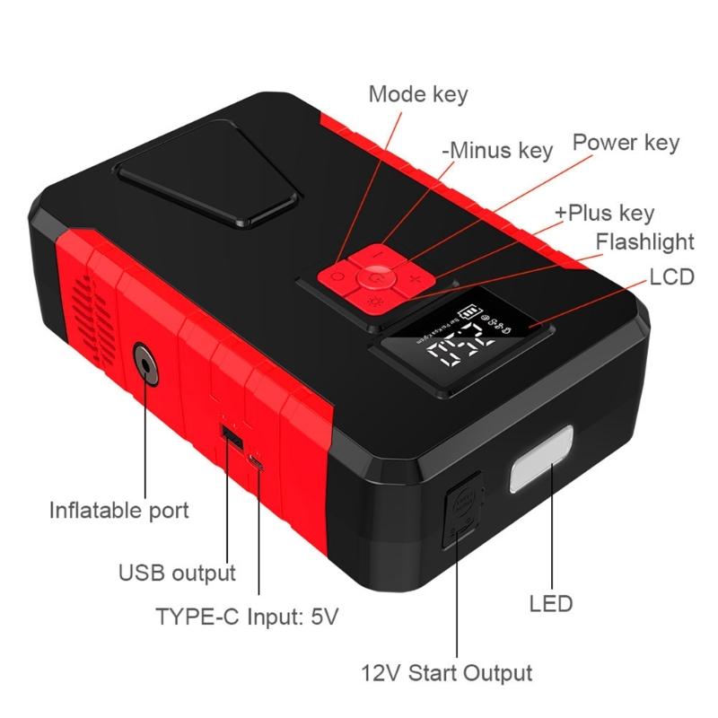 12V Automotive Battery Booster With Air Compressor 1200A Quick Start For Cars SUVs Trucks Portable