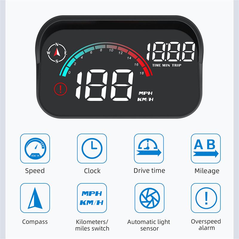 M22 HUD per Auto Head Up Display Universale Digitale GPS Tachimetro HD LCD Proiezione su Vetro Parabrezza Proiettore Per Tutte le Auto