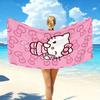 1pc Hello Kitty Bow Beach Towel Single Sided 2D Print Quick Dry Microfiber Towel for Beach Pool Bath Cute Kawaii Aesthetic Vibe