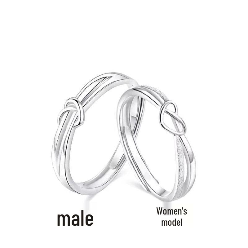 Sterling Silver Intertwined Love Wedding Rings - Open Design, Simple Niche, Valentine s Day Gift. Adjustable