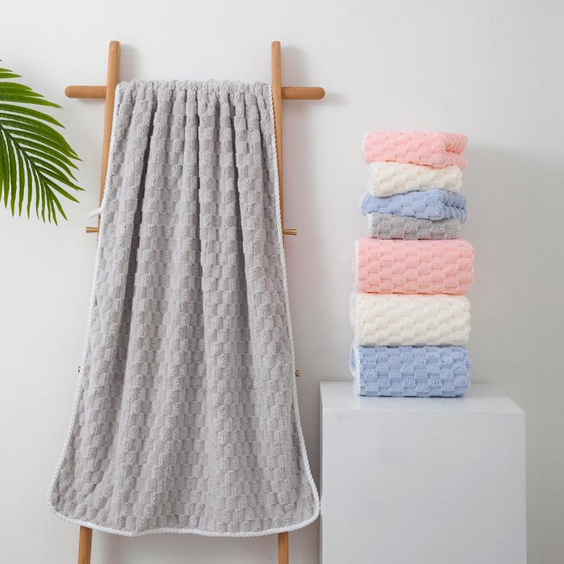 Plaid Bath Towel Soft & Absorbent Coral Fleece Large Towels for Home, Hotel, SPA, Swimming, Bath Towels, Quick-Dry, Luxury Bathroom Accessories