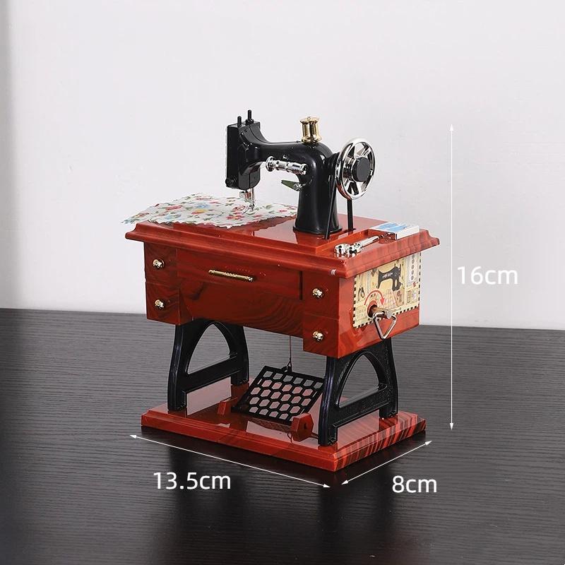Vintage Sewing Machine Music Box Wooden Music Box Home Decor Gift Living Room Bedroom Dining Table Decor