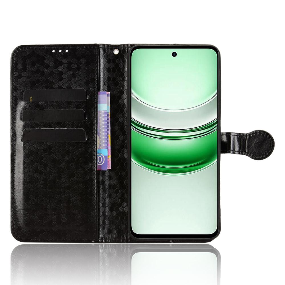 For Realme C71 4G Lommebokdeksel Prikkmønster Preg PU Lær Telefondeksel med Håndleddsstropp