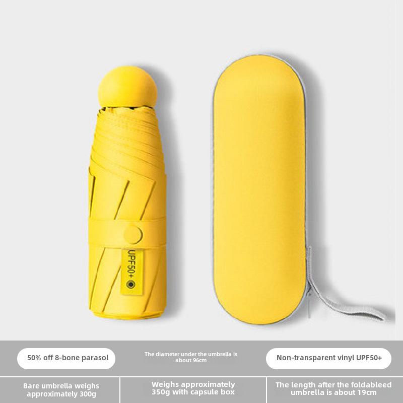Compact Dual-Use Capsule Umbrella: Portable, Foldable, Lightweight, Sun & Rain Protection