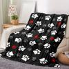 Cozy Animal Paw Print Flannel Blanket Soft Tear Resistant Warm, Black Background Minimalist Pet Design for Home Sofa Decor