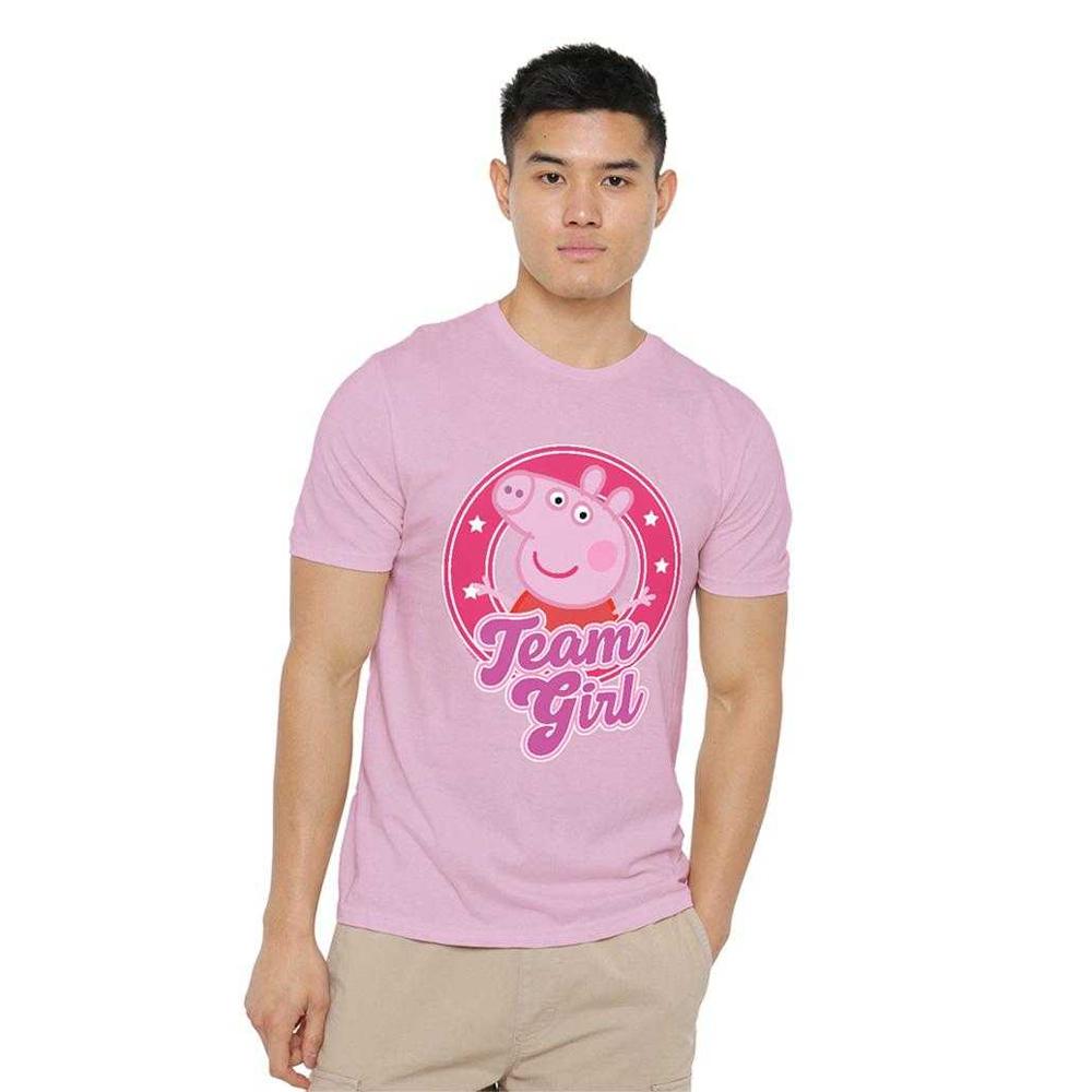 Peppa Pig Unisex Adult Team Girl Badge T-Shirt