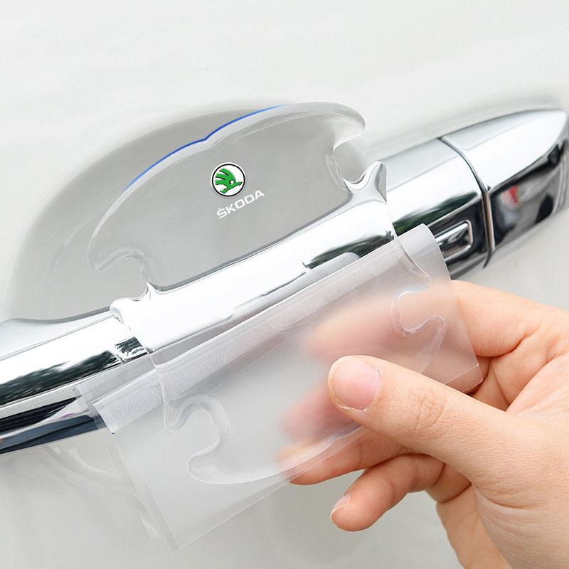 Car Body Anti-Collision Protection Strip Auto Door Handle Bowl Anti-Scratch Sticker for Skoda Octavia Fabia A7 Kamiq Kapoq Kodiaq Rapid SCALA Superb