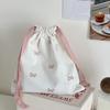 Diaper Pouch Canvas Bundle Pocket Portable Bow Printed Drawstring Storage Bag Medium Large Drawstring Hanging Bag Shopping