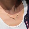 Anenjery Lace Blue Water Droplet Tassel Necklace For Women Retro Sweet High-end Personalized Versatile Collarbone Chain Jewelry Gift