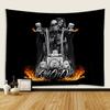 VIKAMA Motorrad Totenkopf Wandteppich Biker Mädchen und Flammender Totenkopf Amerikanischer Retro Wohnzimmer Sofa Hintergrund Wand Raumdekor