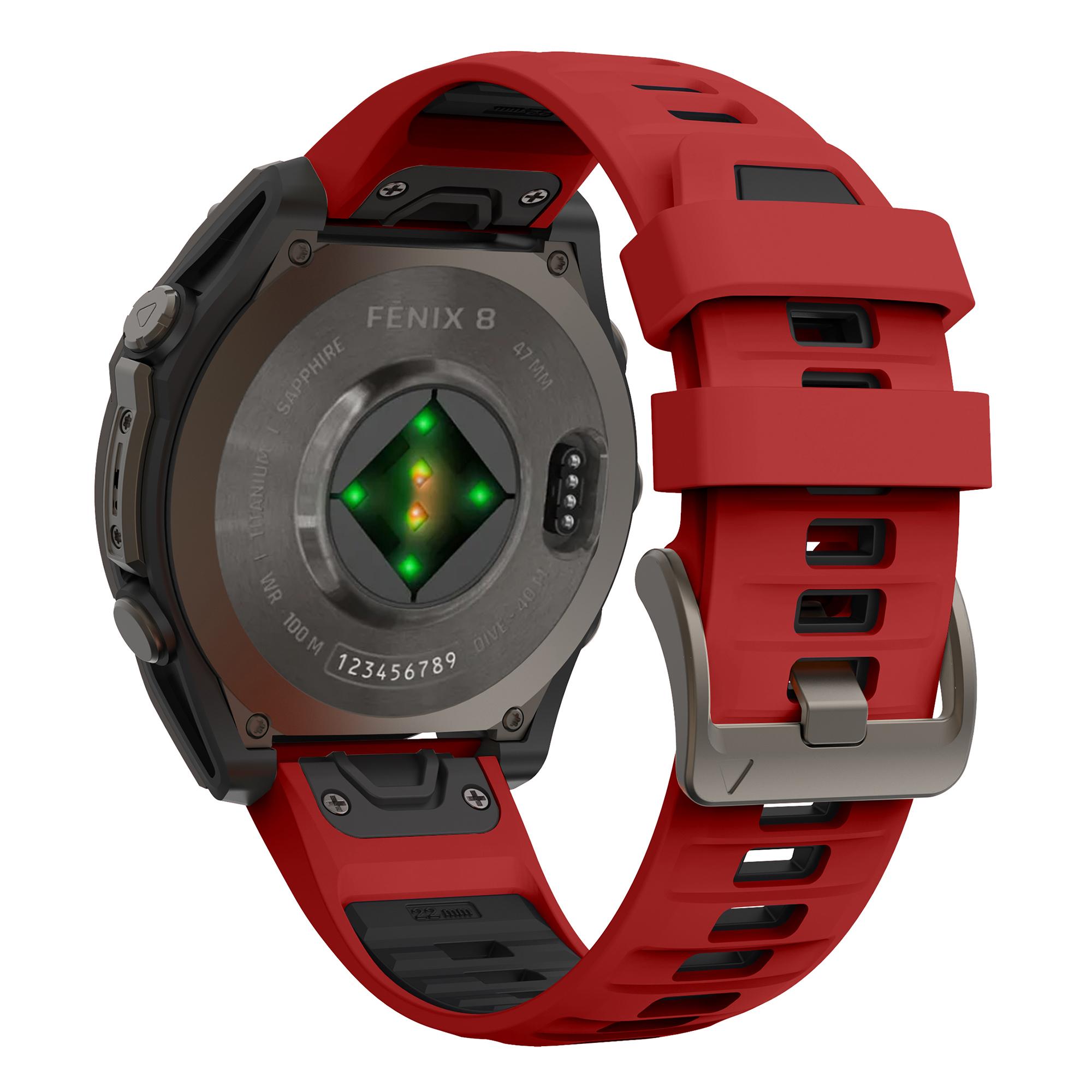 

Для Garmin Fenix 7/7 Pro/6/6 Pro Сменный ремешок QuickFit 22 мм Двухцветный силиконовый ремешок для часов Red/Black